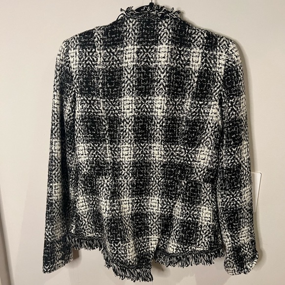 CABI | NWT Carol Anderson Love Carol black white tweed fringe blazer - Picture 6 of 14